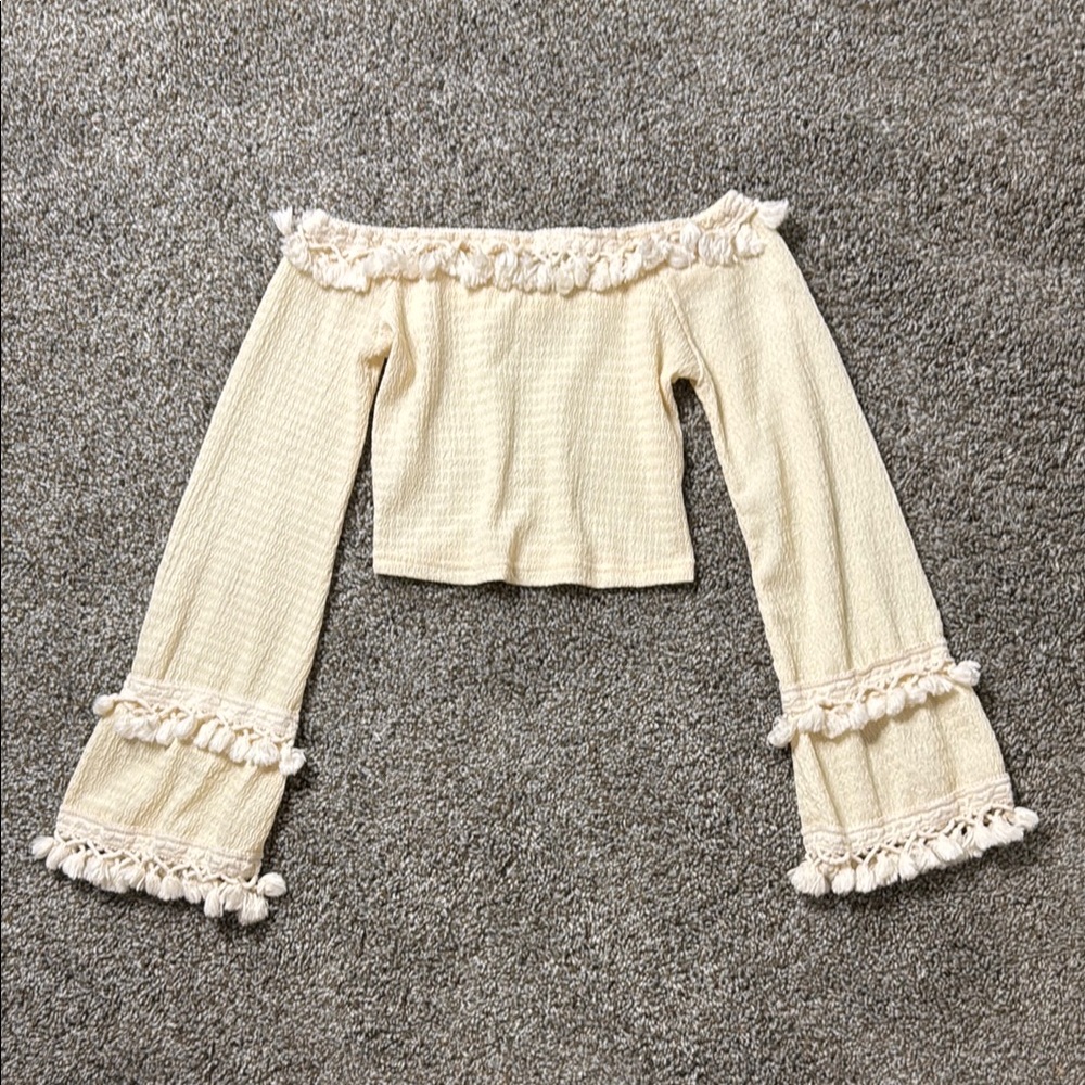 Cream Off-Shoulder Knit Top